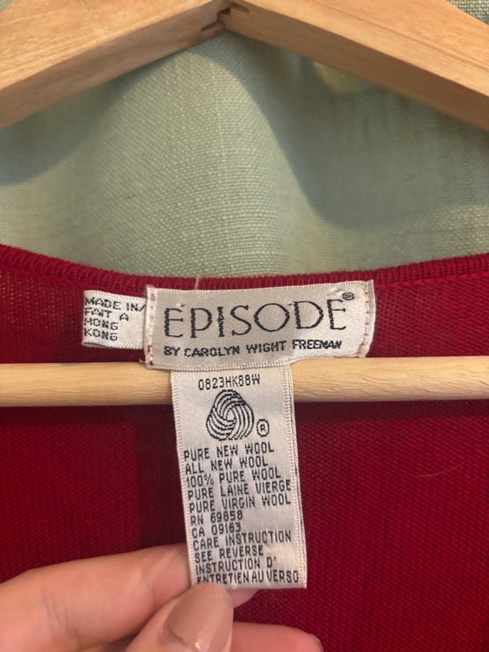 Episode Red Button-Front Wool Cardigan Sweater - Picture 3 of 4